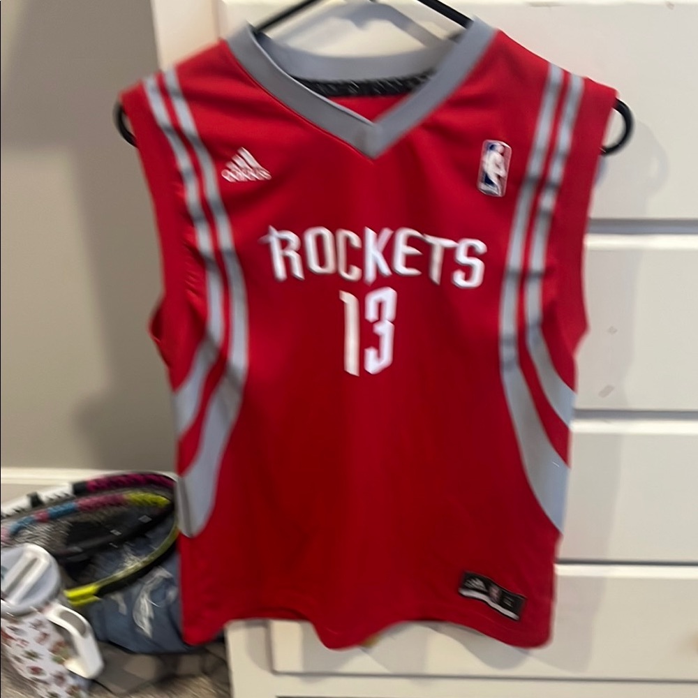 Adidas Red and Gray Basketball Jersey